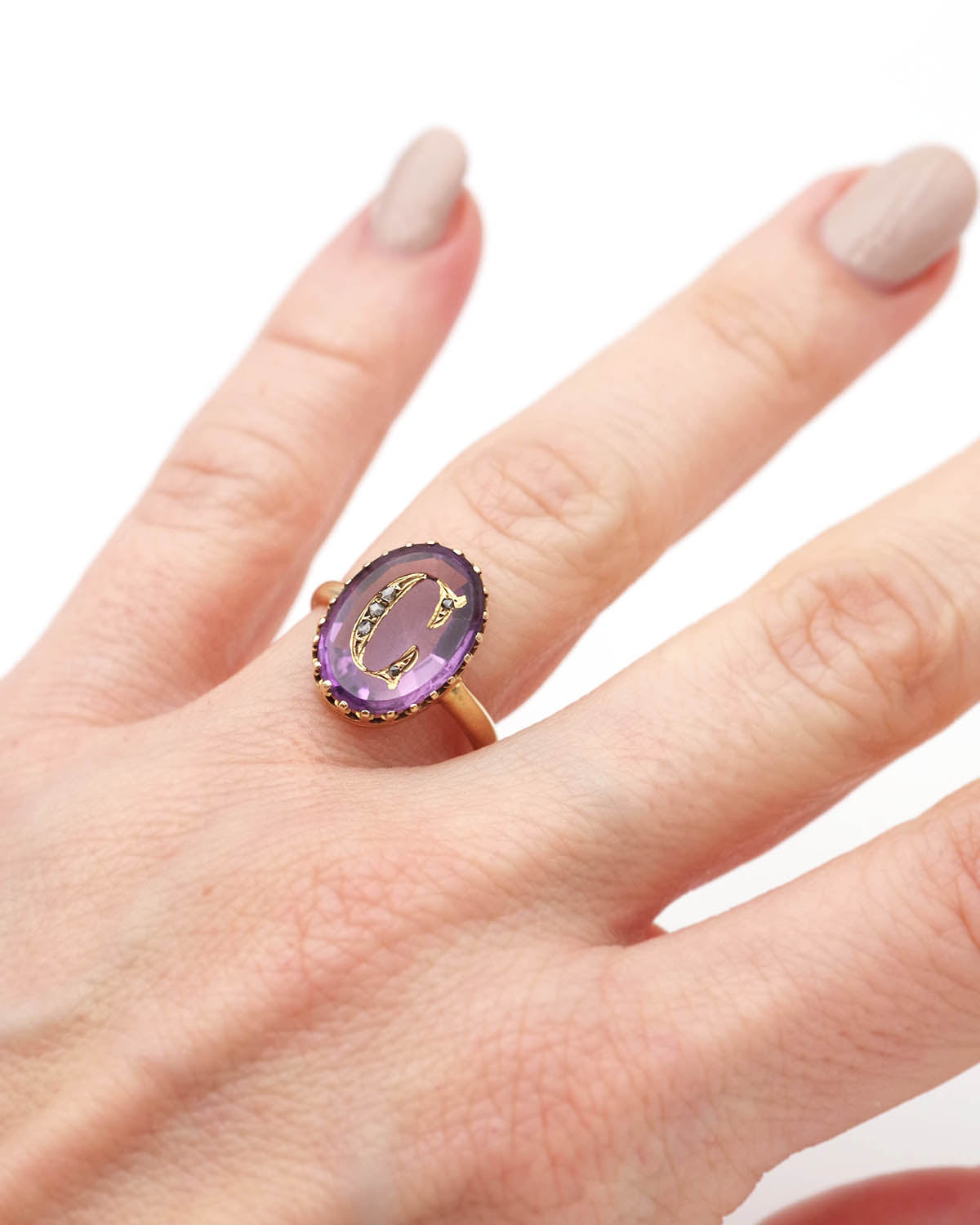 Bague lettre C en or