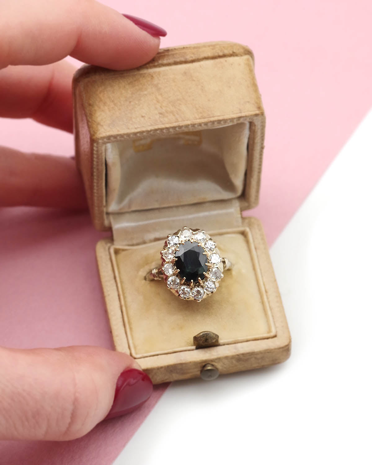 Edwardian sapphire diamond ring in gold