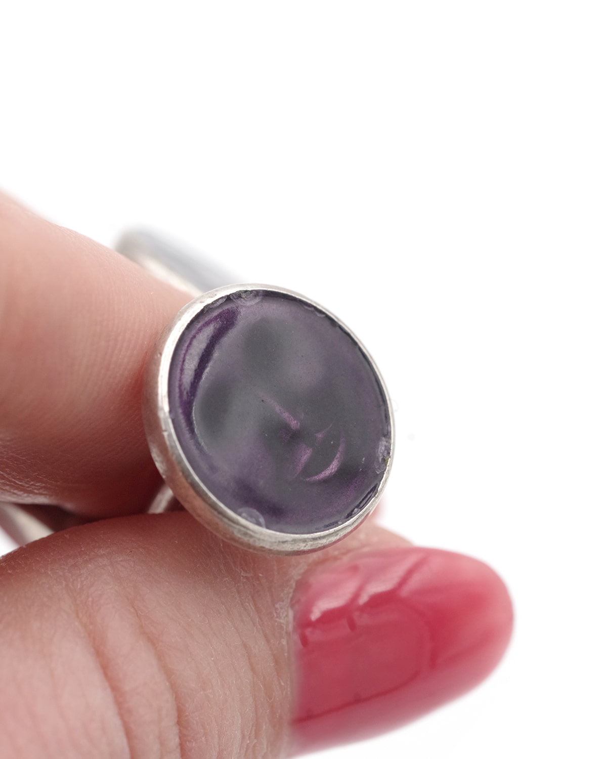 Silver moon enamel cufflinks