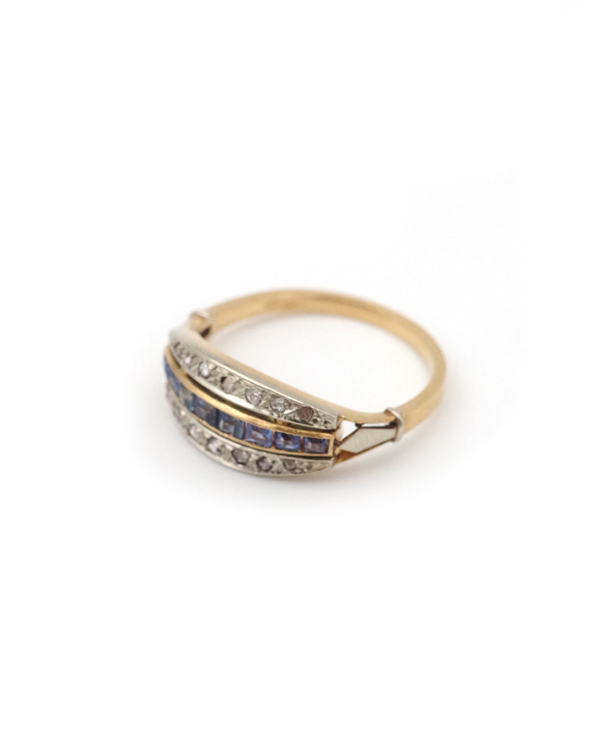 Bague jarretière Art Deco saphirs