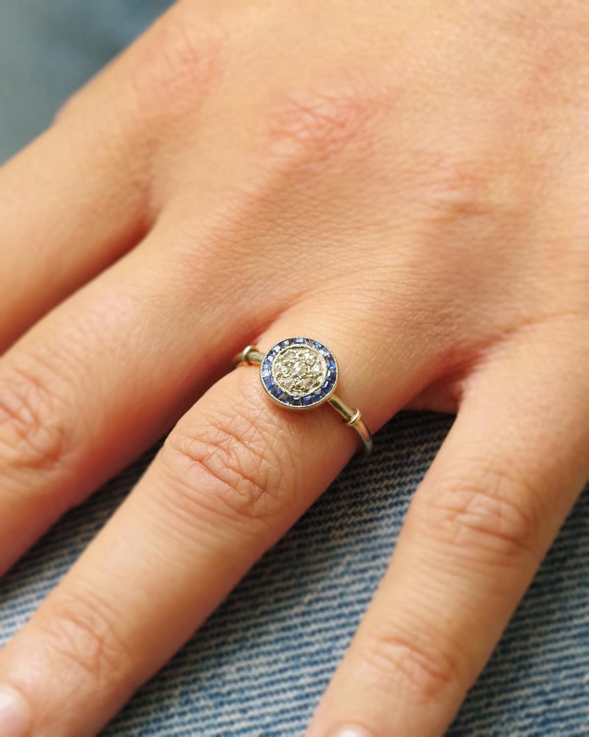 Bague saphirs diamants platine