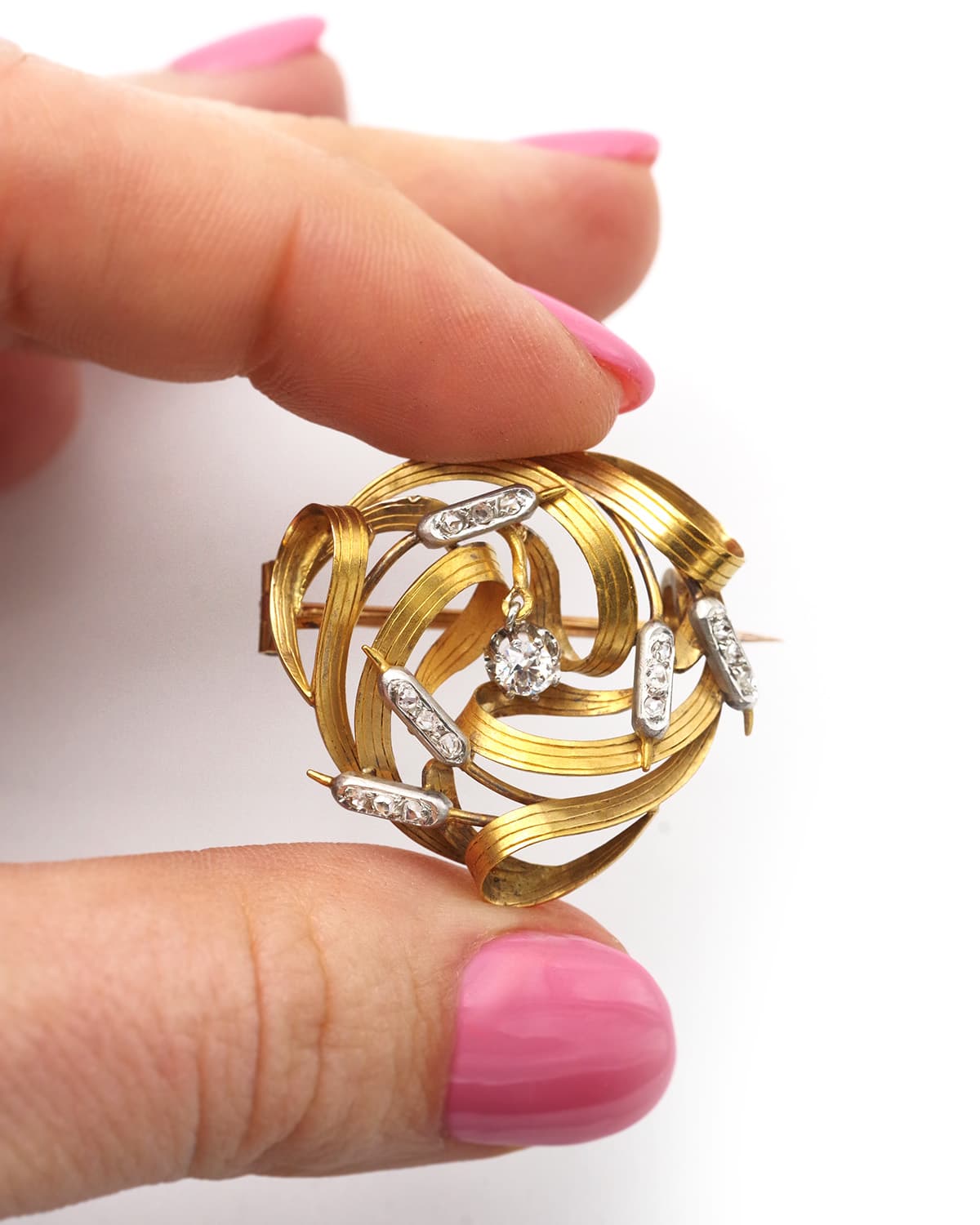 Broche roseaux Art nouveau