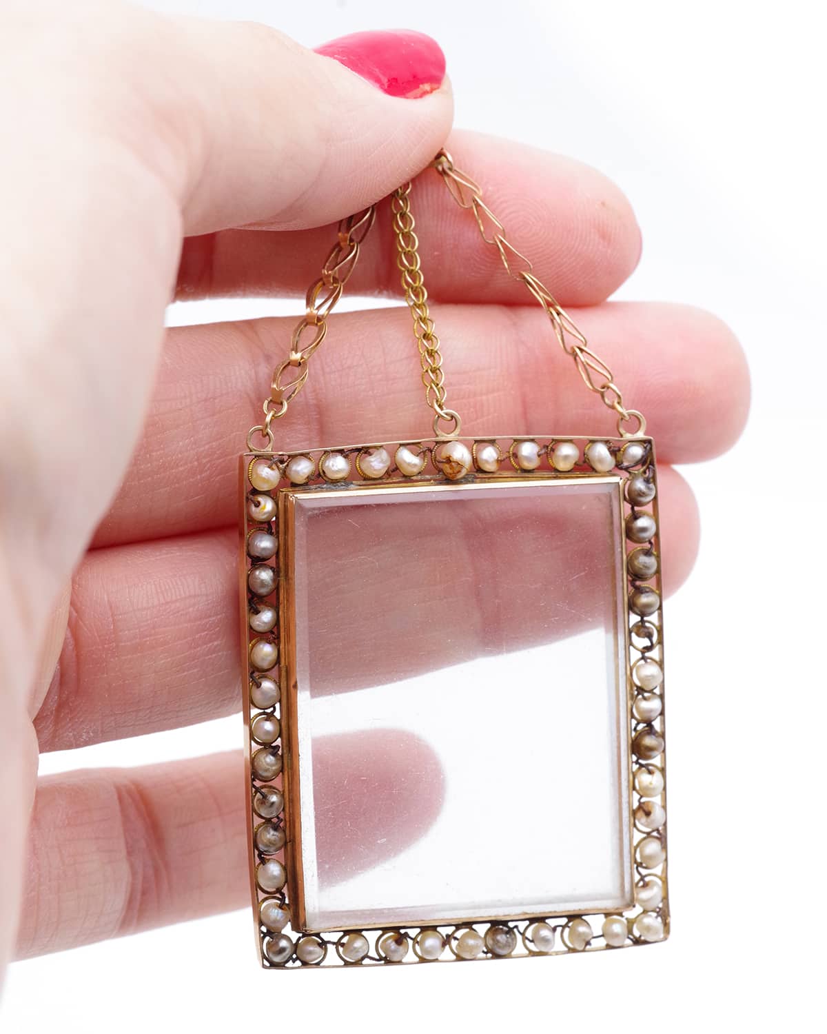 French gold photo locket pendant