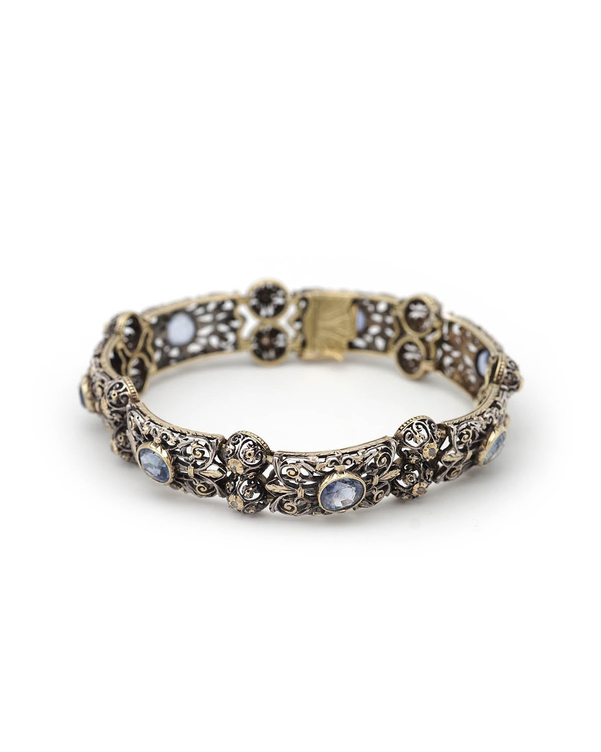 Art deco silver sapphire bracelet