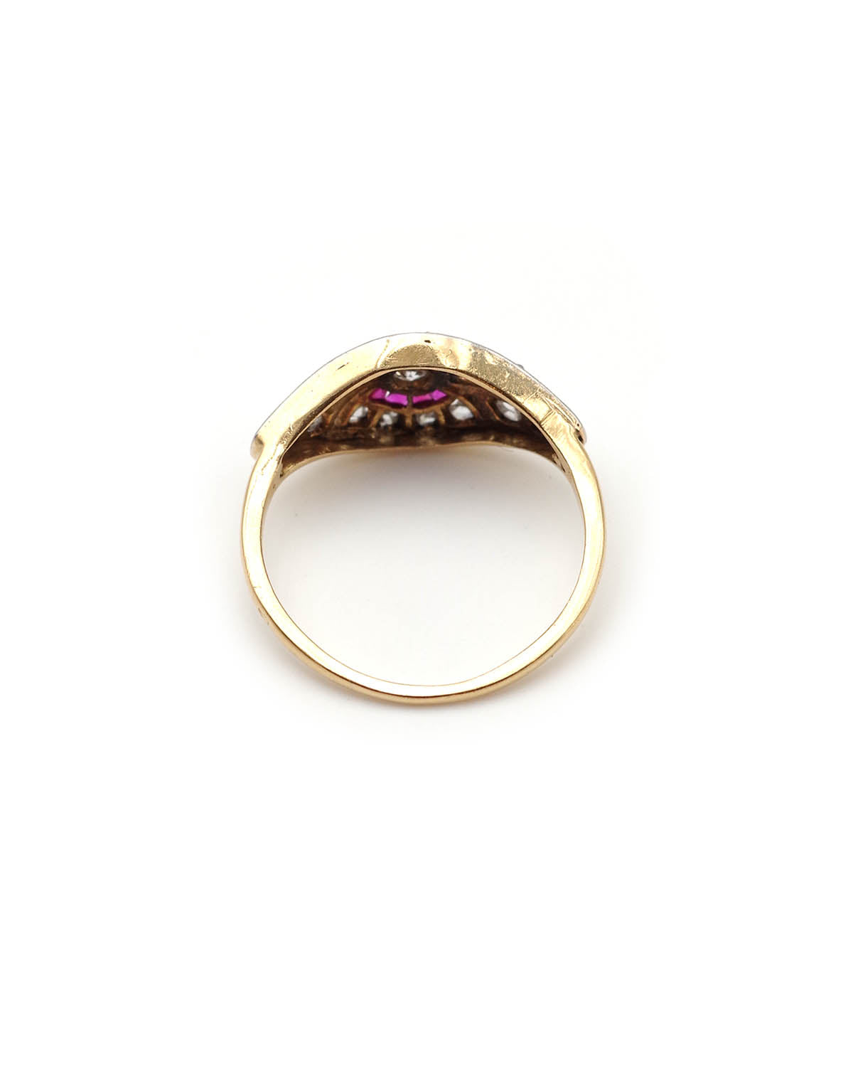 bague rubis diamant en platine et or