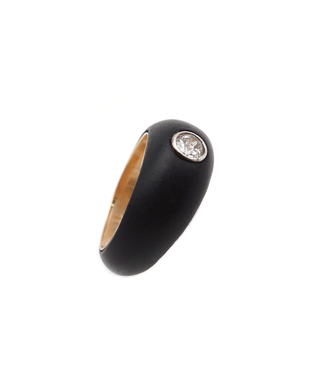 Bague jonc or bois et diamant