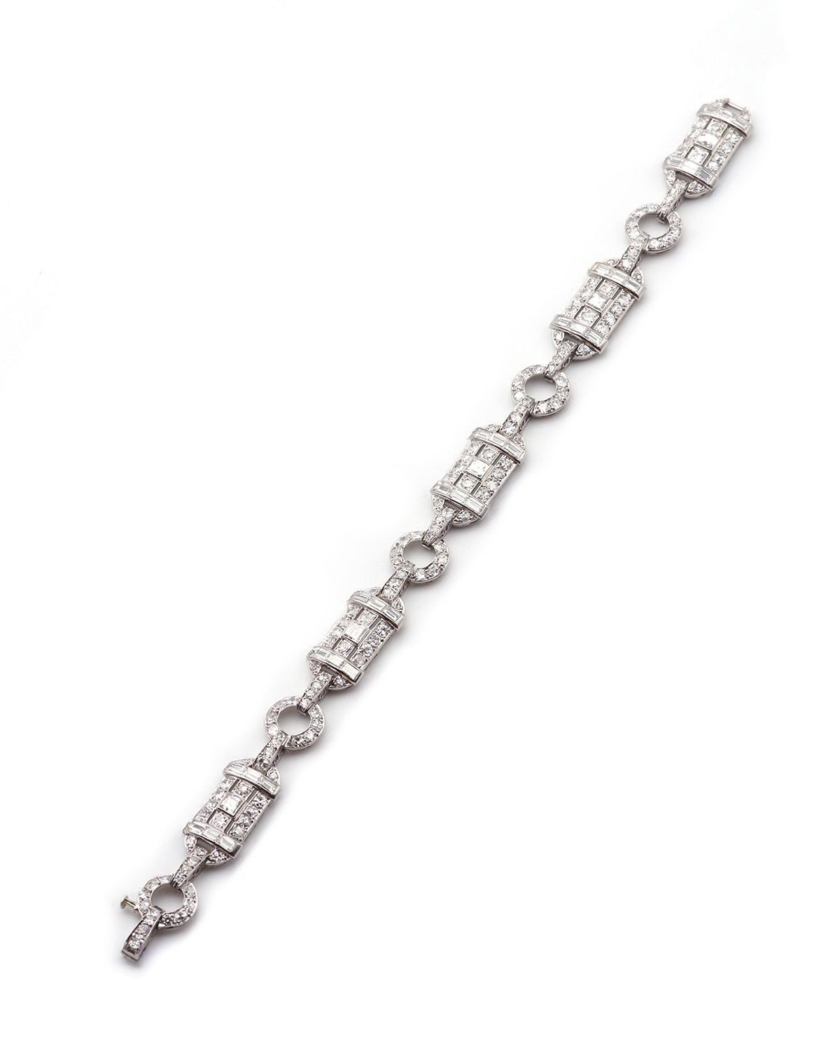 Bracelet art deco diamants en platine