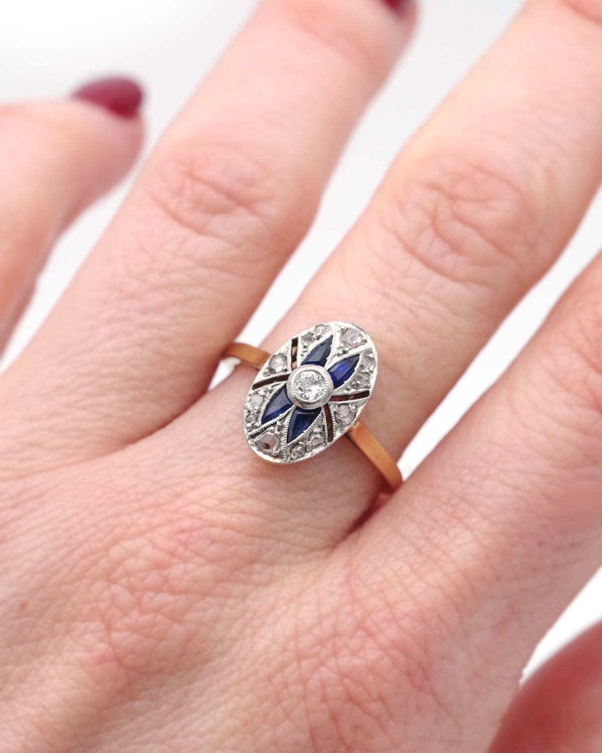 Bague saphir art deco en or