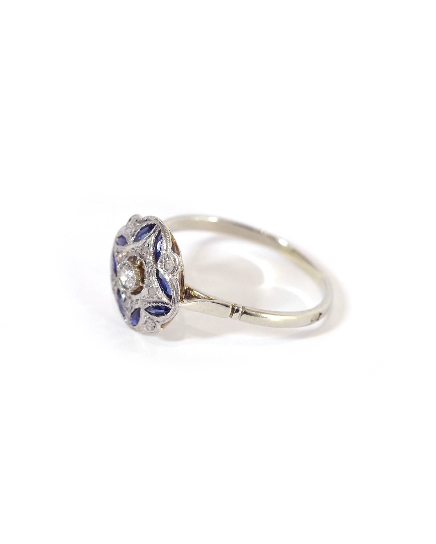 bague art deco en platine