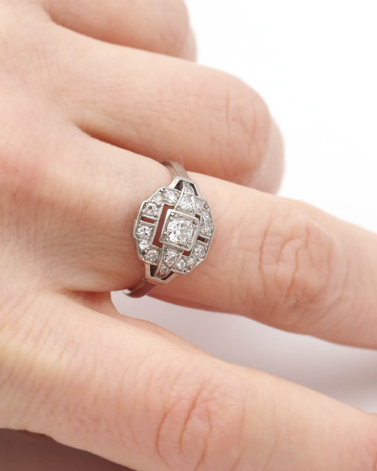 Bague diamants ancienne en platine