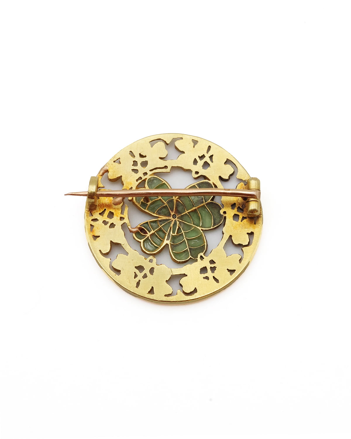 Broche trèfle émail art nouveau