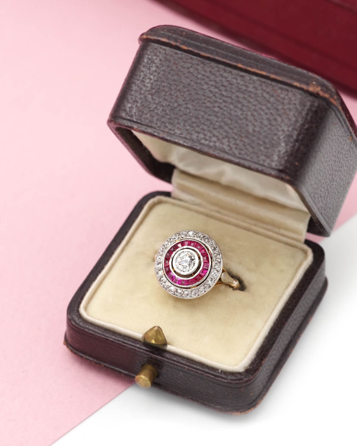 Art Deco diamond ruby ring in platinum