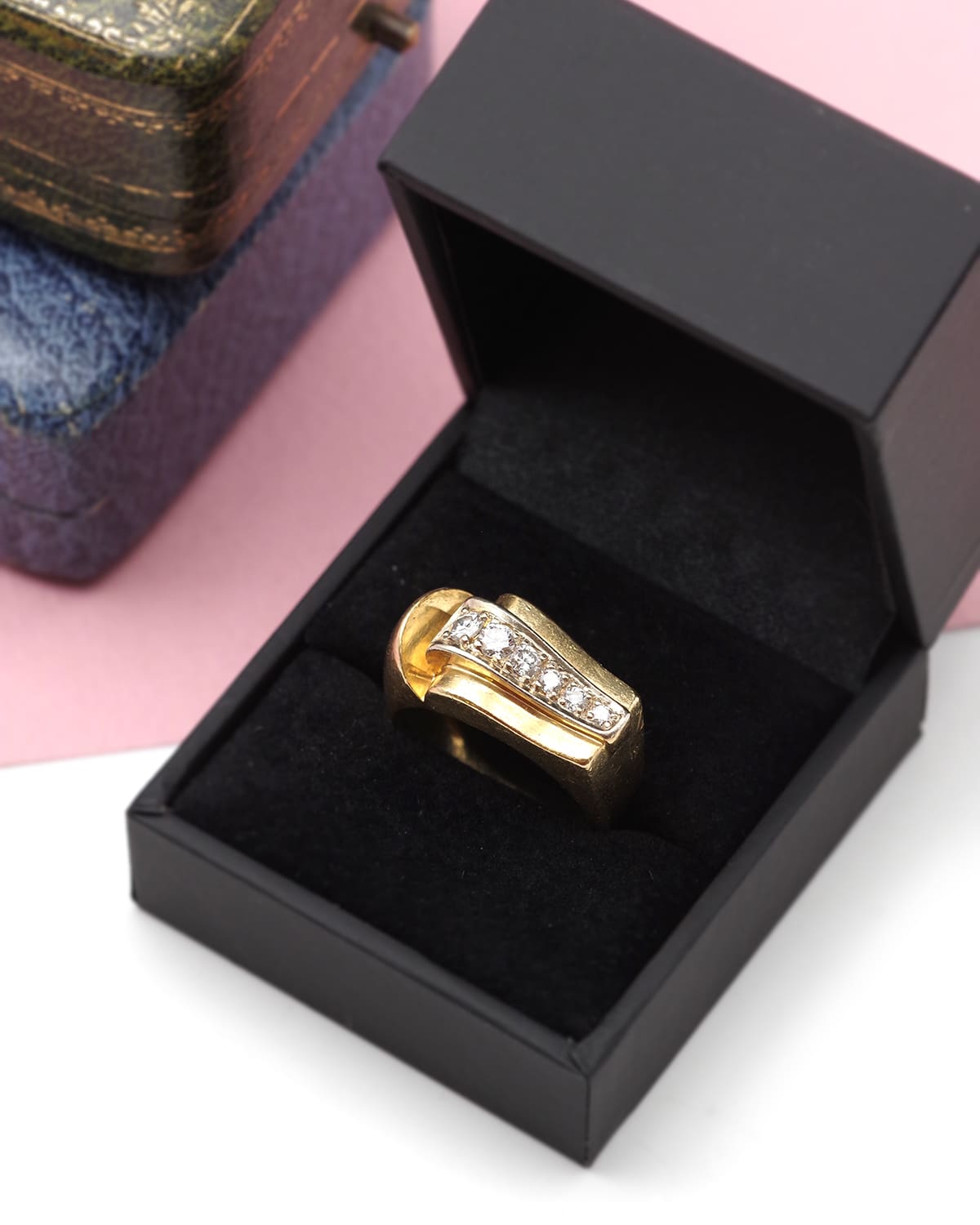 Bague tank diamants en or