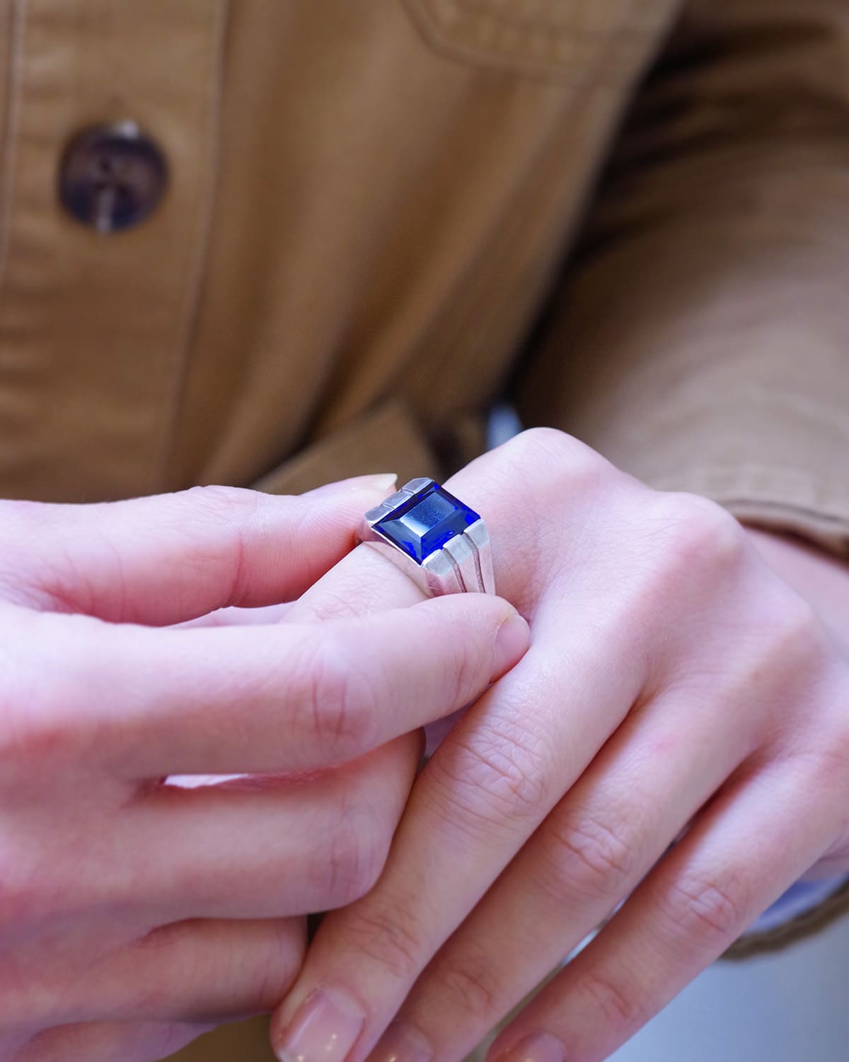 Bague tank en argent