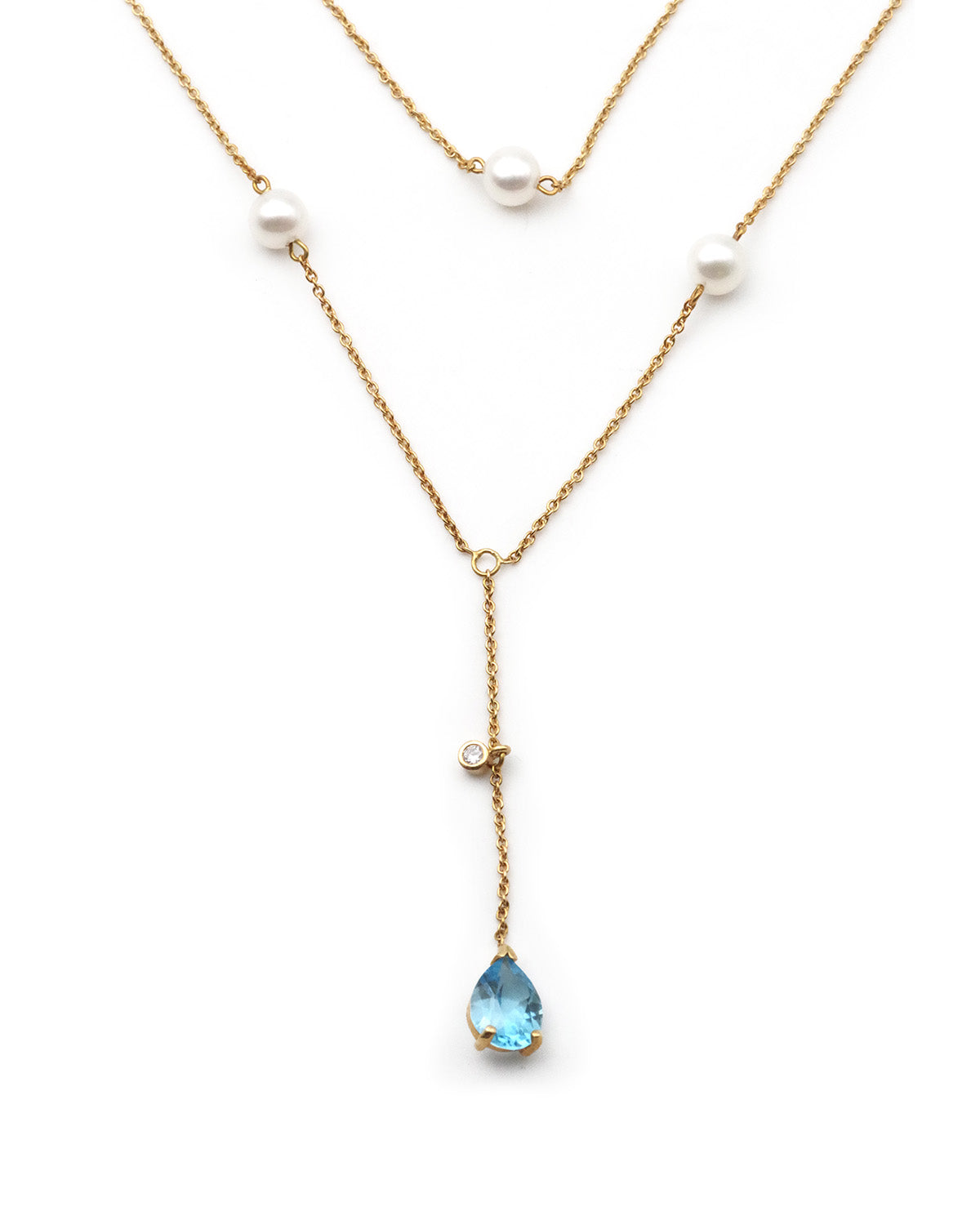 Blue topaze necklace in gold