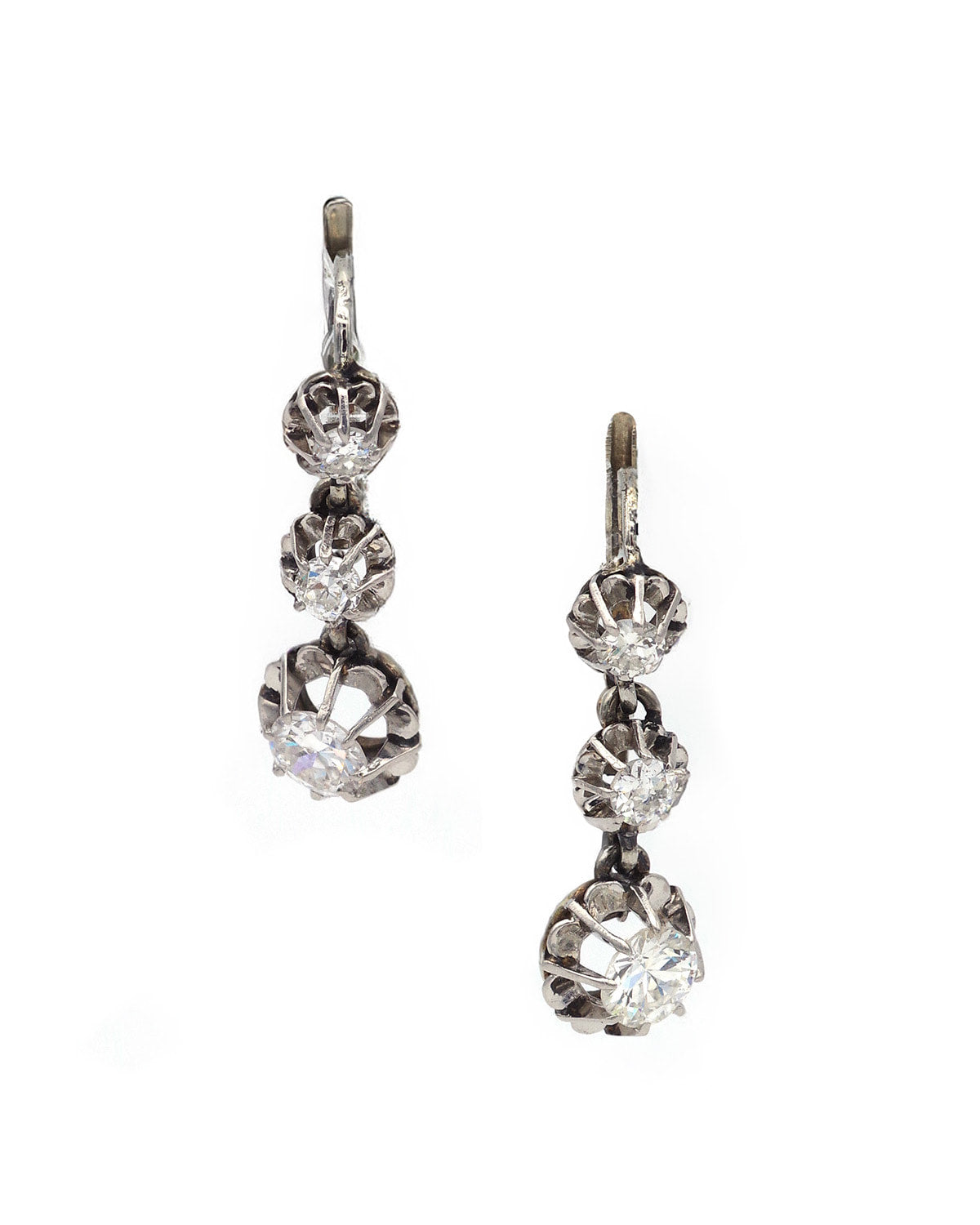 dormeuses anciennes diamants en platine