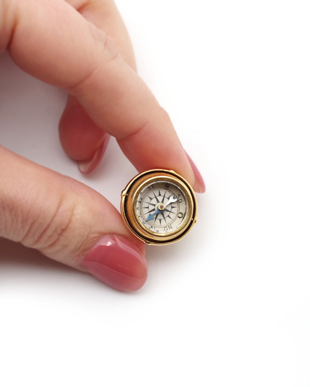 Pendentif boussole sphèrique en or