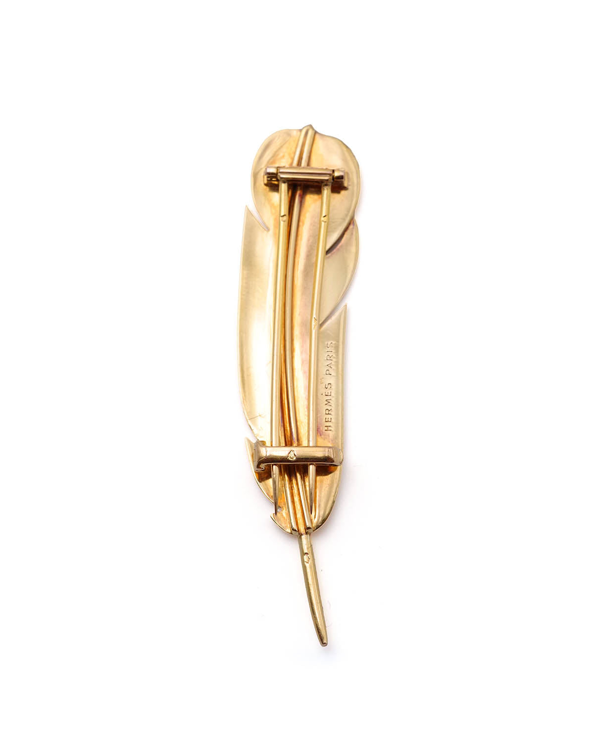 Broche Hermes plume en or
