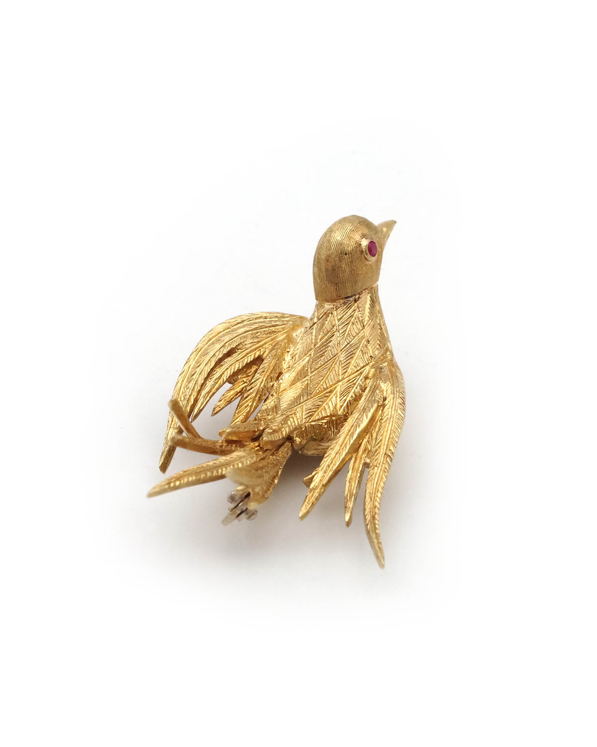 Vintage bird ruby brooch