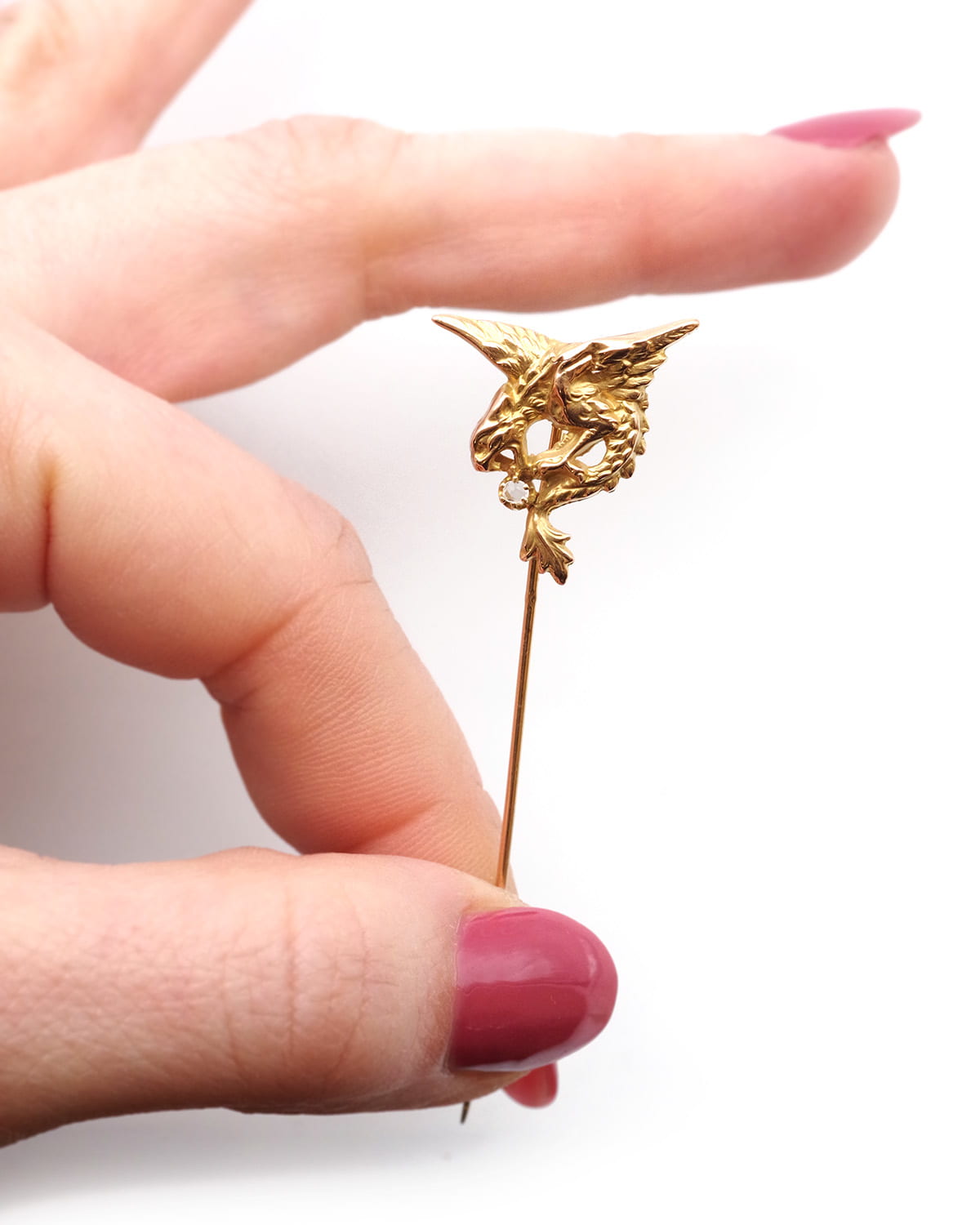 Diamond dragon tie pin