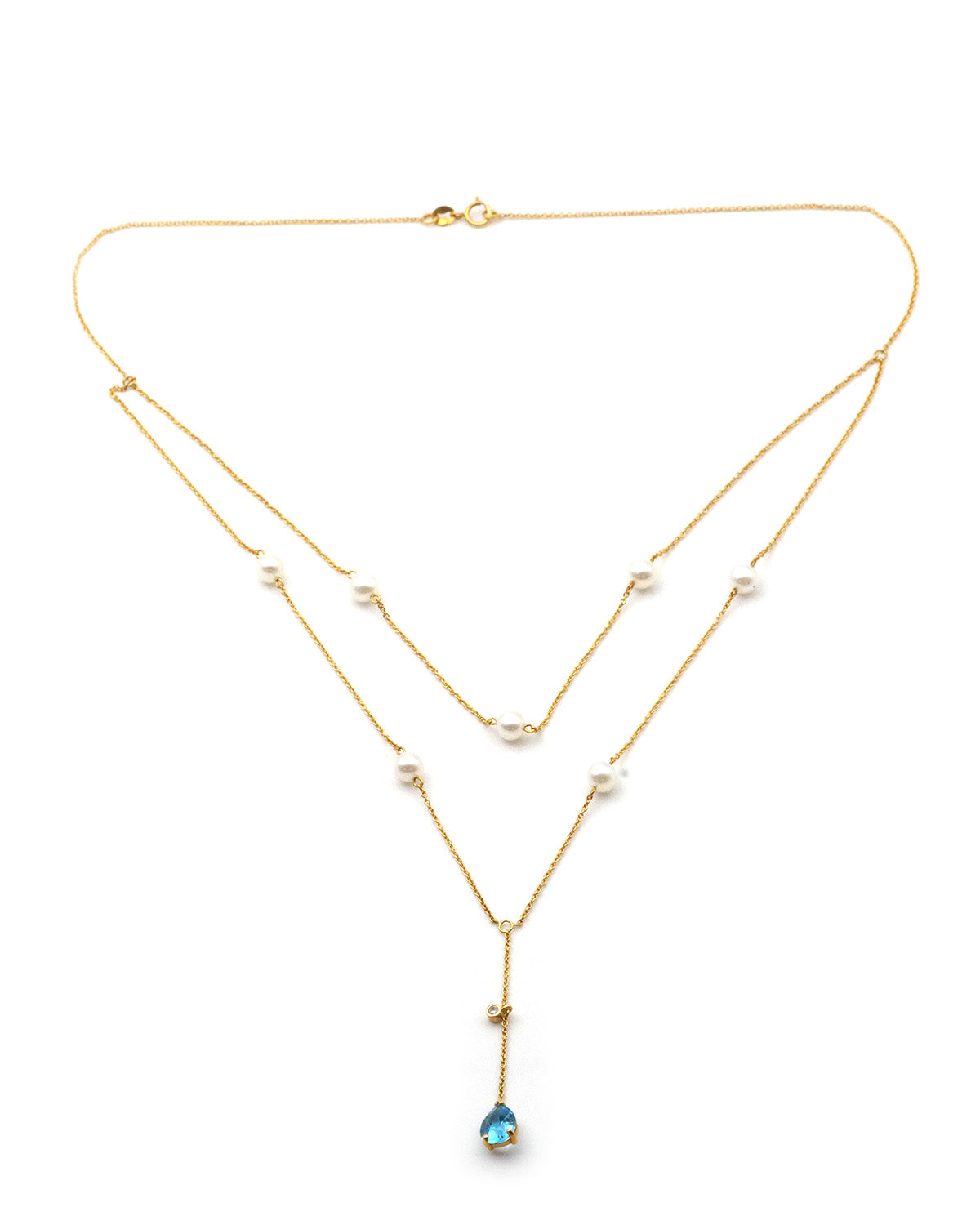 Vintage gold topaze blue necklace