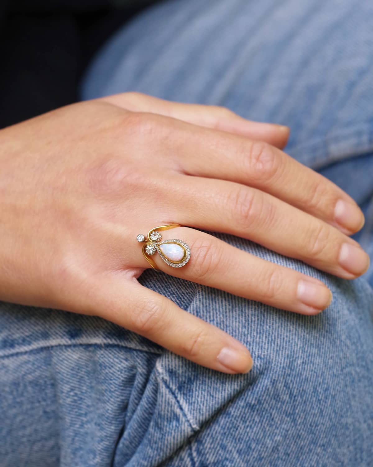 Edwardian opal diamond ring