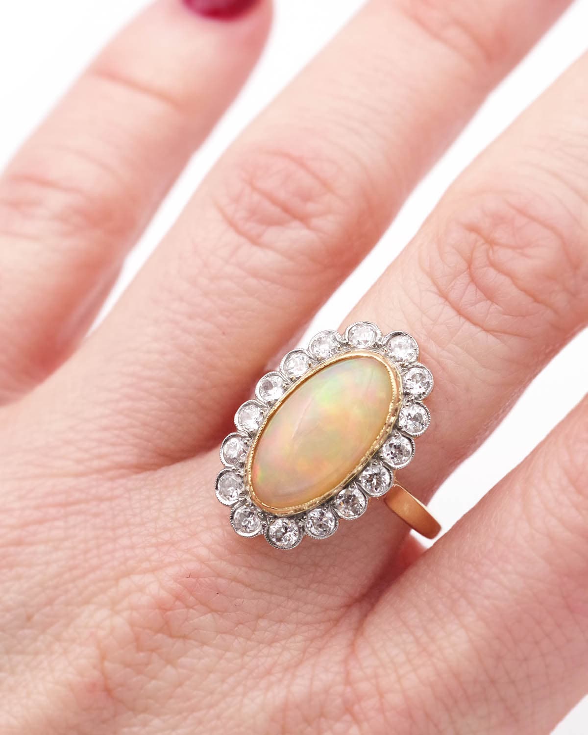 edwardian cluster opal ring