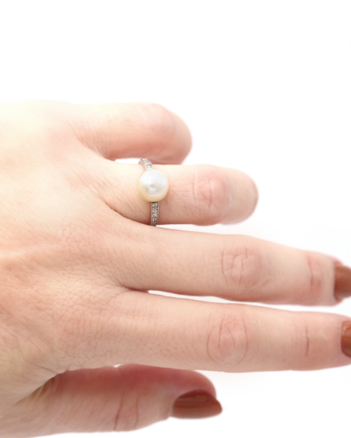 Bague perle fine et diamants