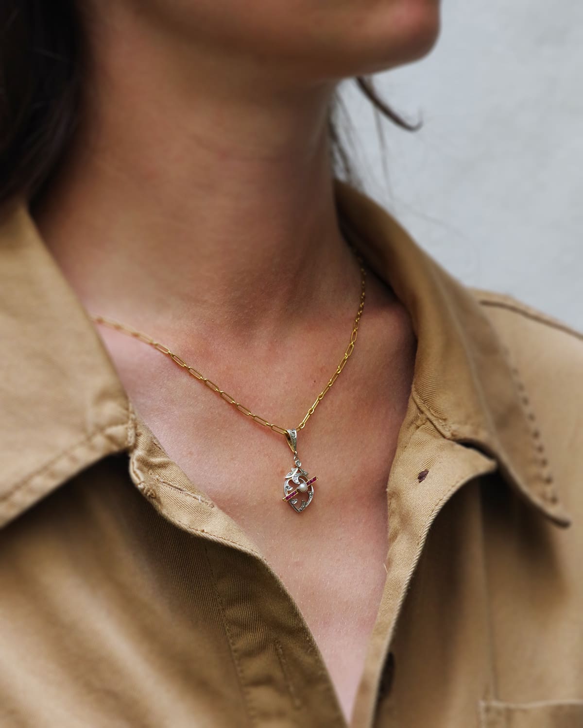 Edwardian pearl diamond pendant