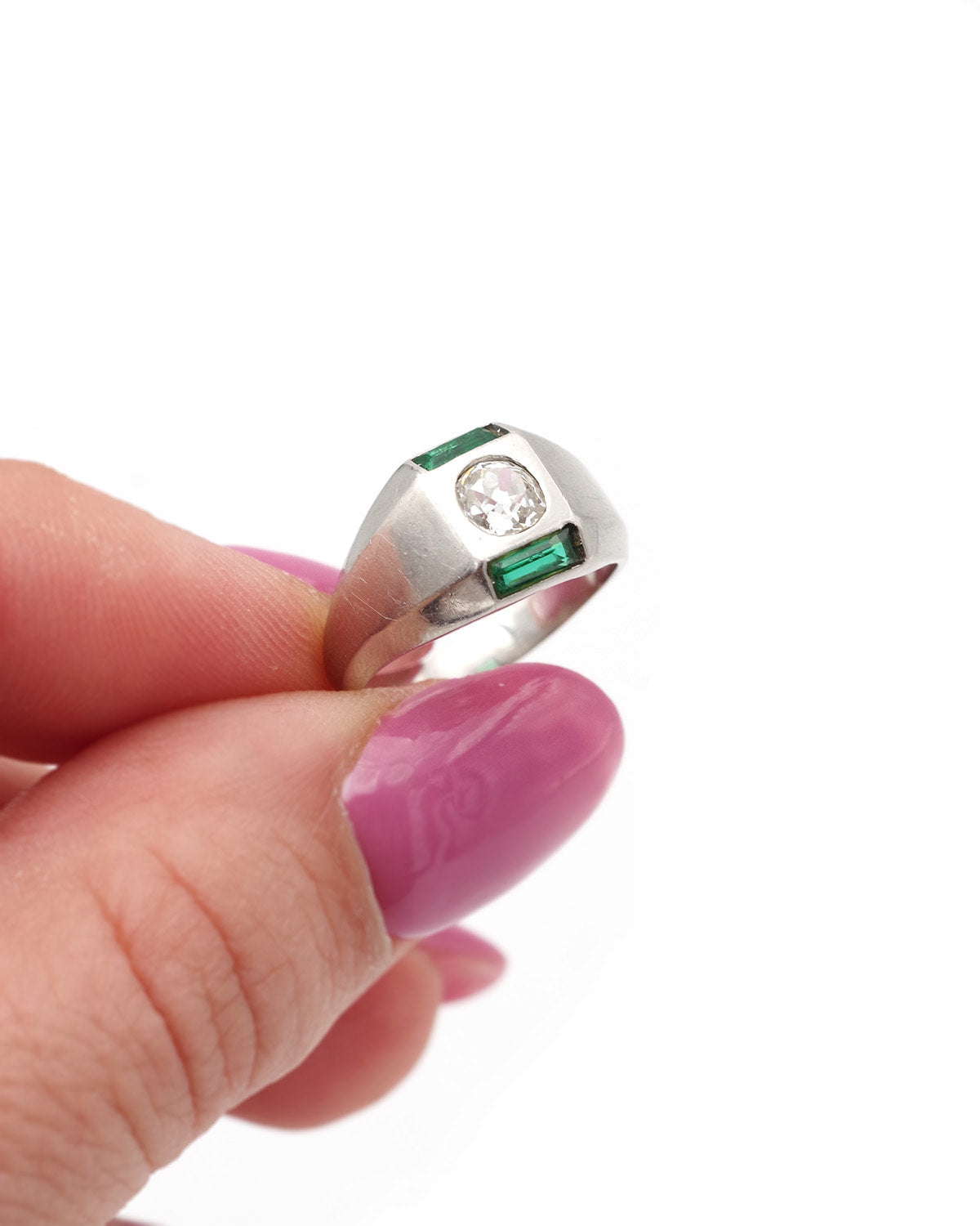 Art deco diamond pinky ring