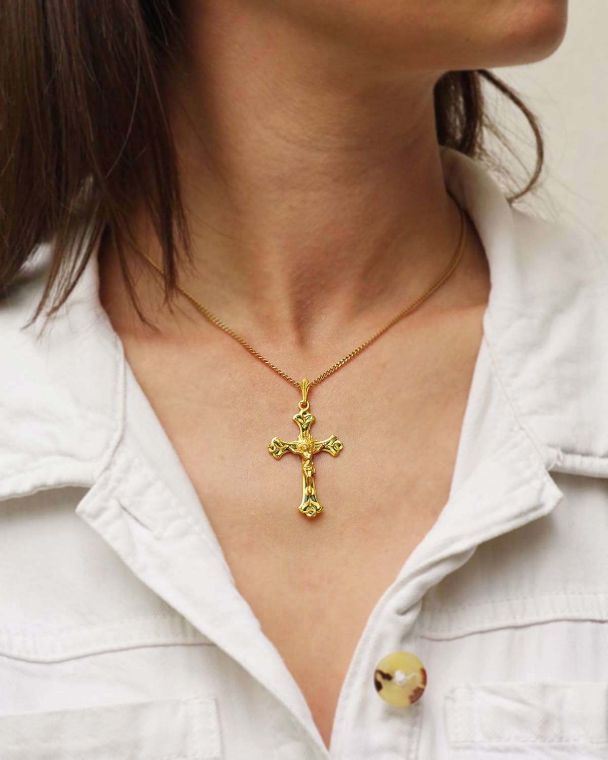 Edwardian enamel cross pendant