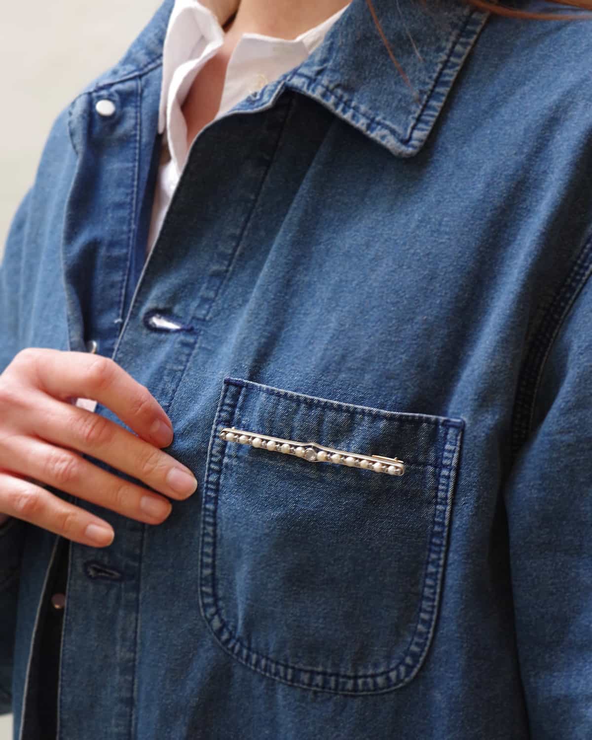 Edwardian diamond pearl brooch