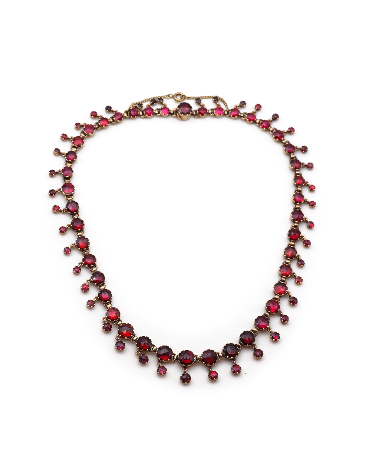 Antique foiled garnet french necklace