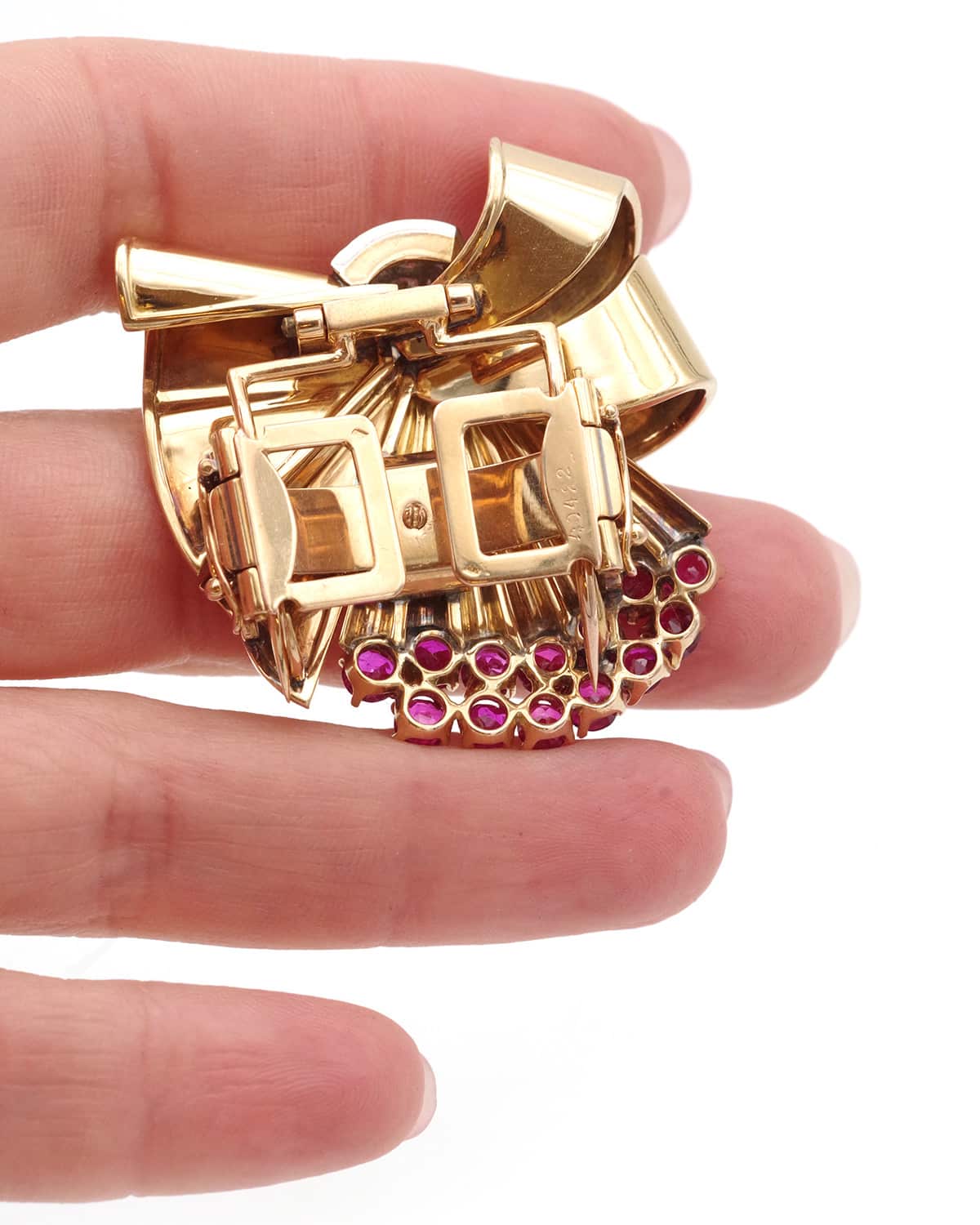 Retro diamond ruby brooch