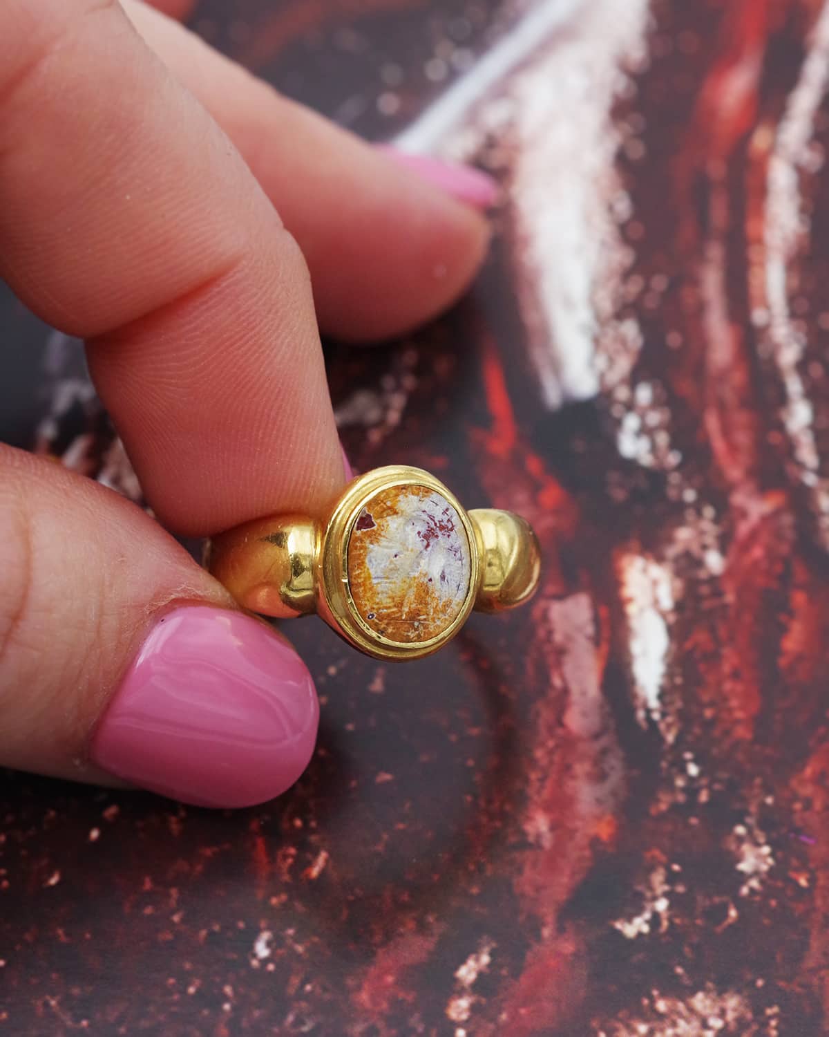 Jasper intaglio signet ring in gold