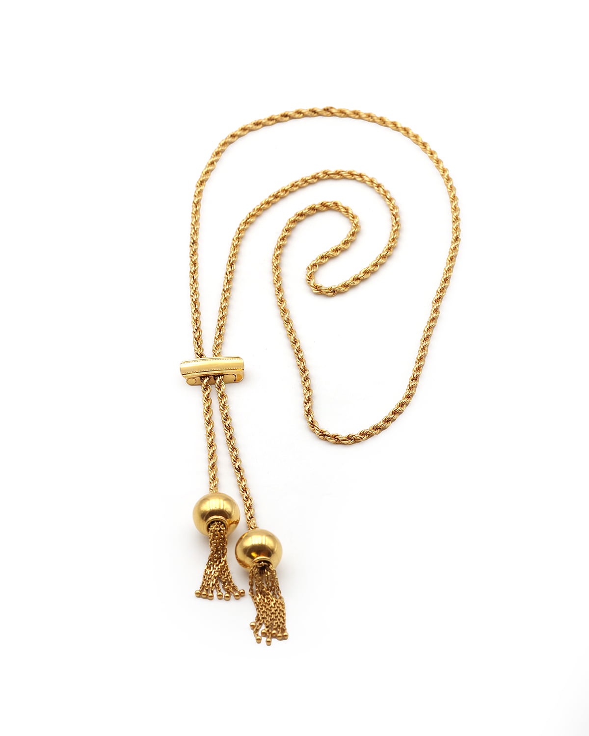 Gold ball tassels necklace