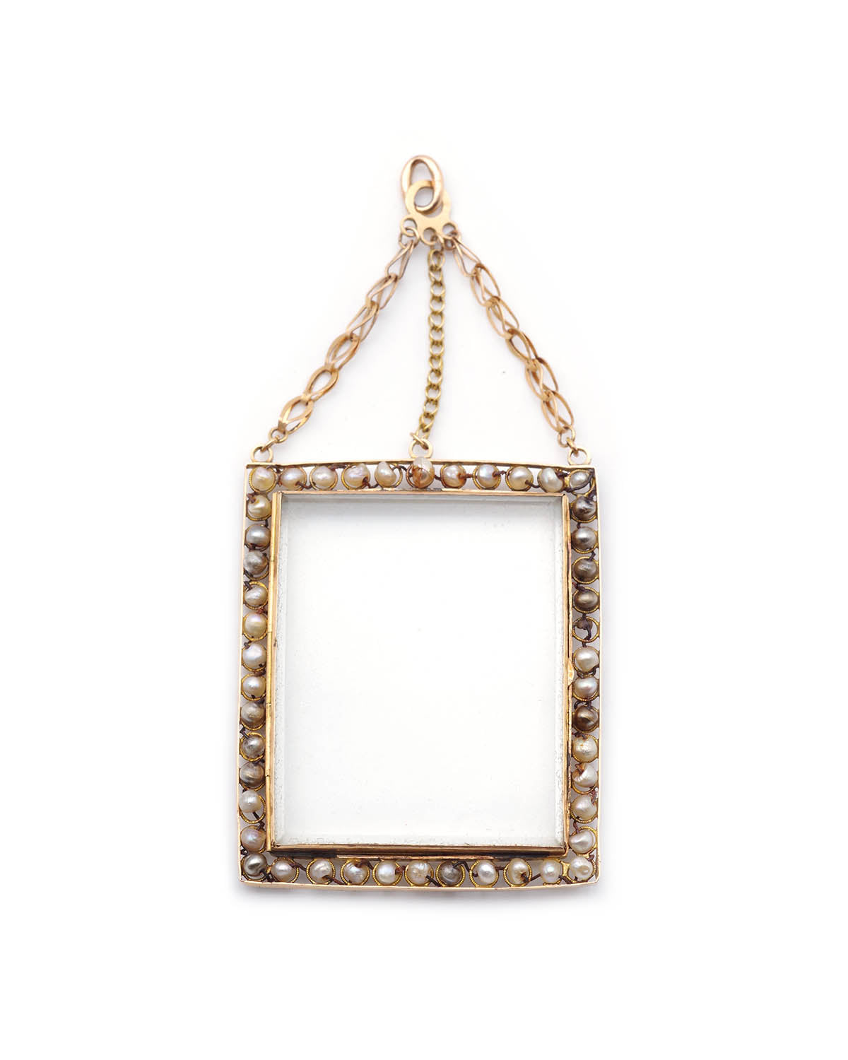 French gold photo locket pendant