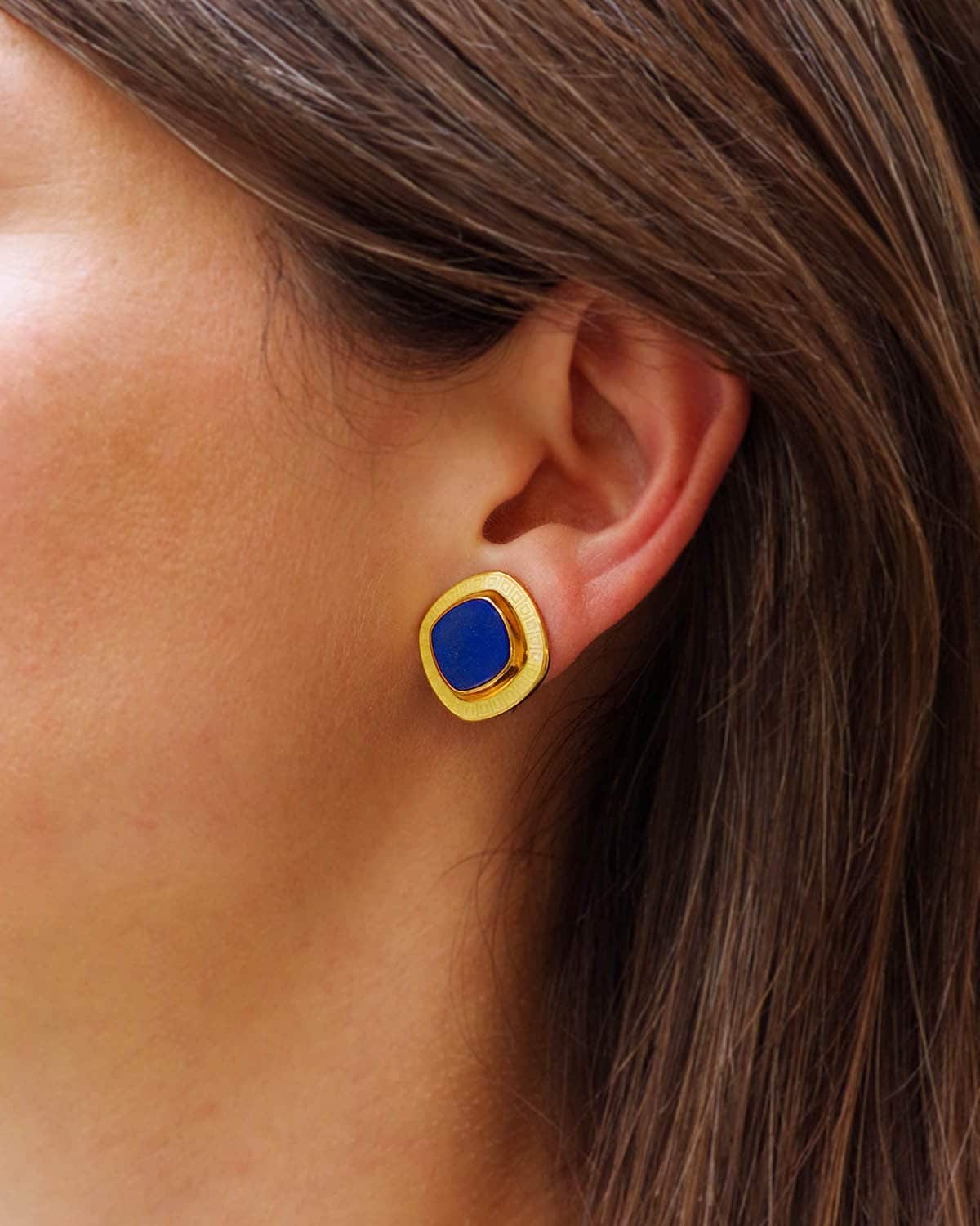 Lapis lazuli gold earclips