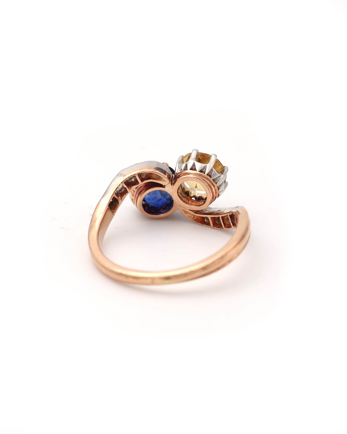 Bague toi et moi citrine et saphir