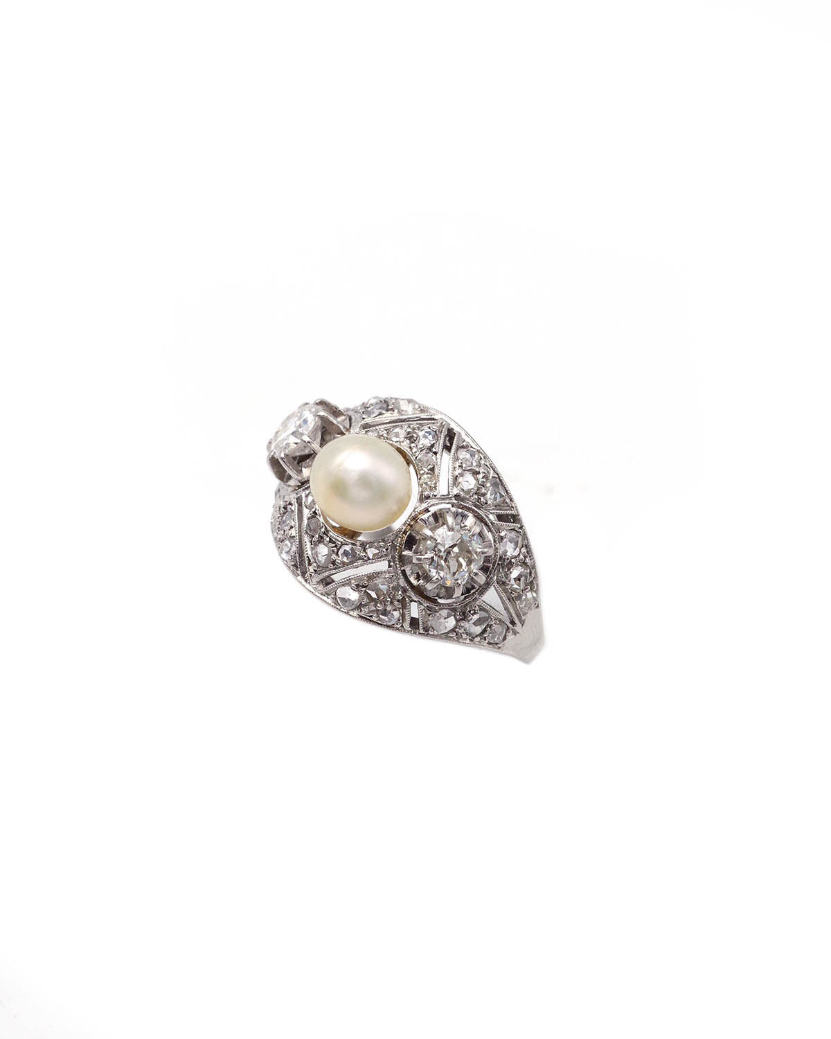 Bague diamant perle fine