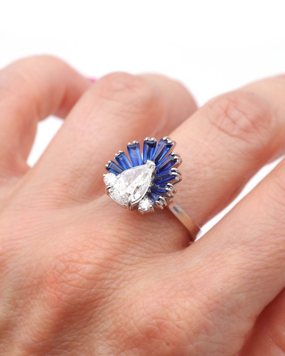 Mid century sapphire diamond ring
