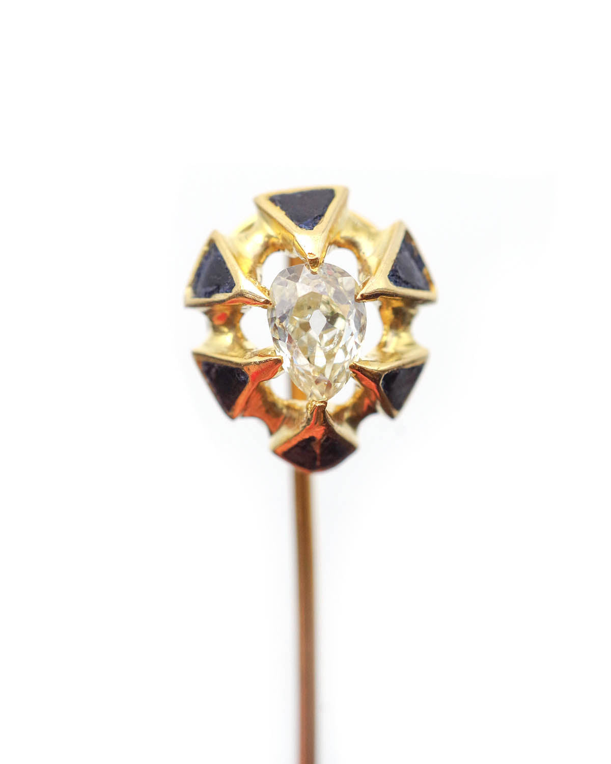 Edwardian Pear cut diamond pin
