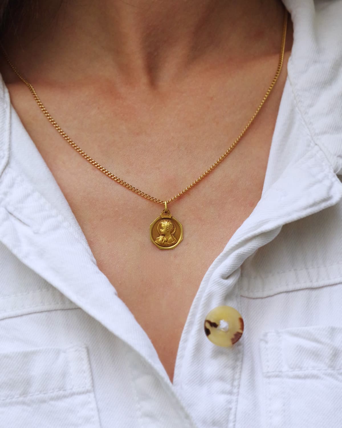 Antique Baptism medal pendant