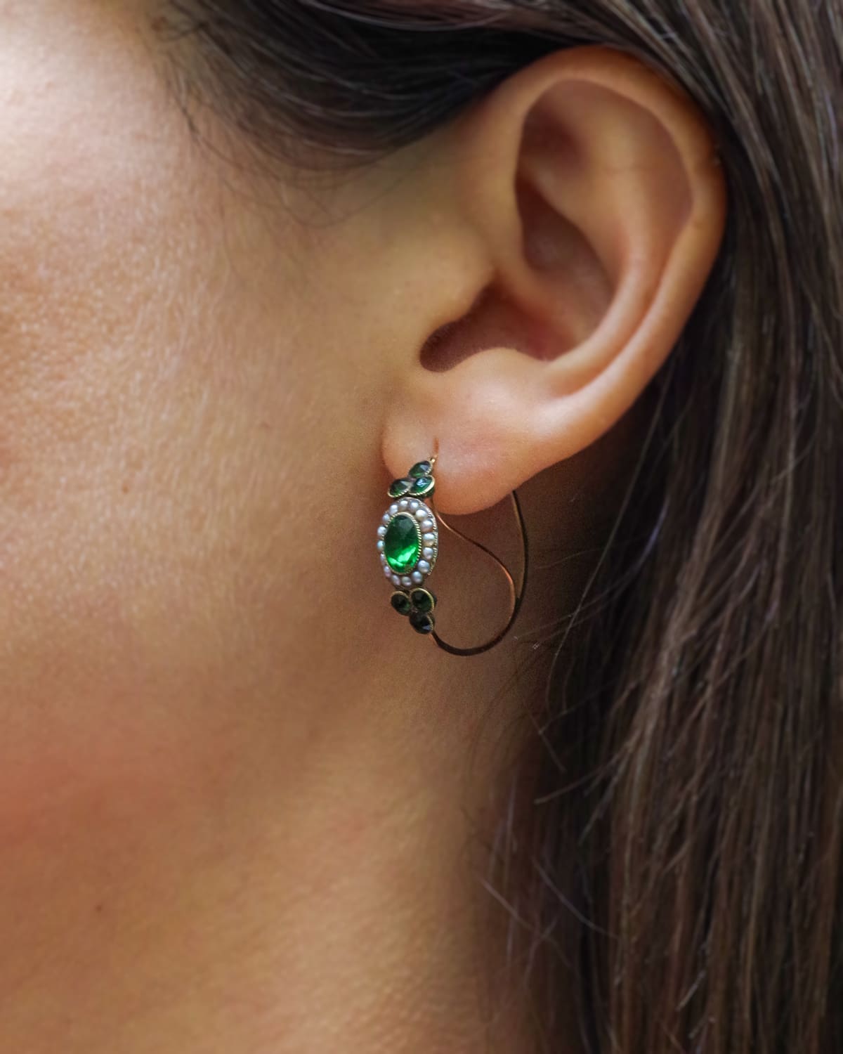 Georgian green paste poissardes earrings