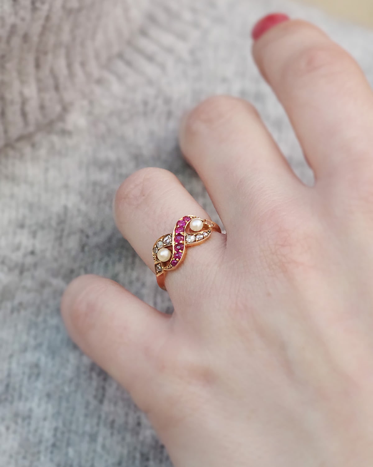 Infinity diamond ruby ring
