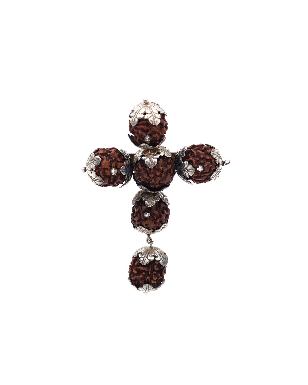 Antique Rudraksha silver brooch