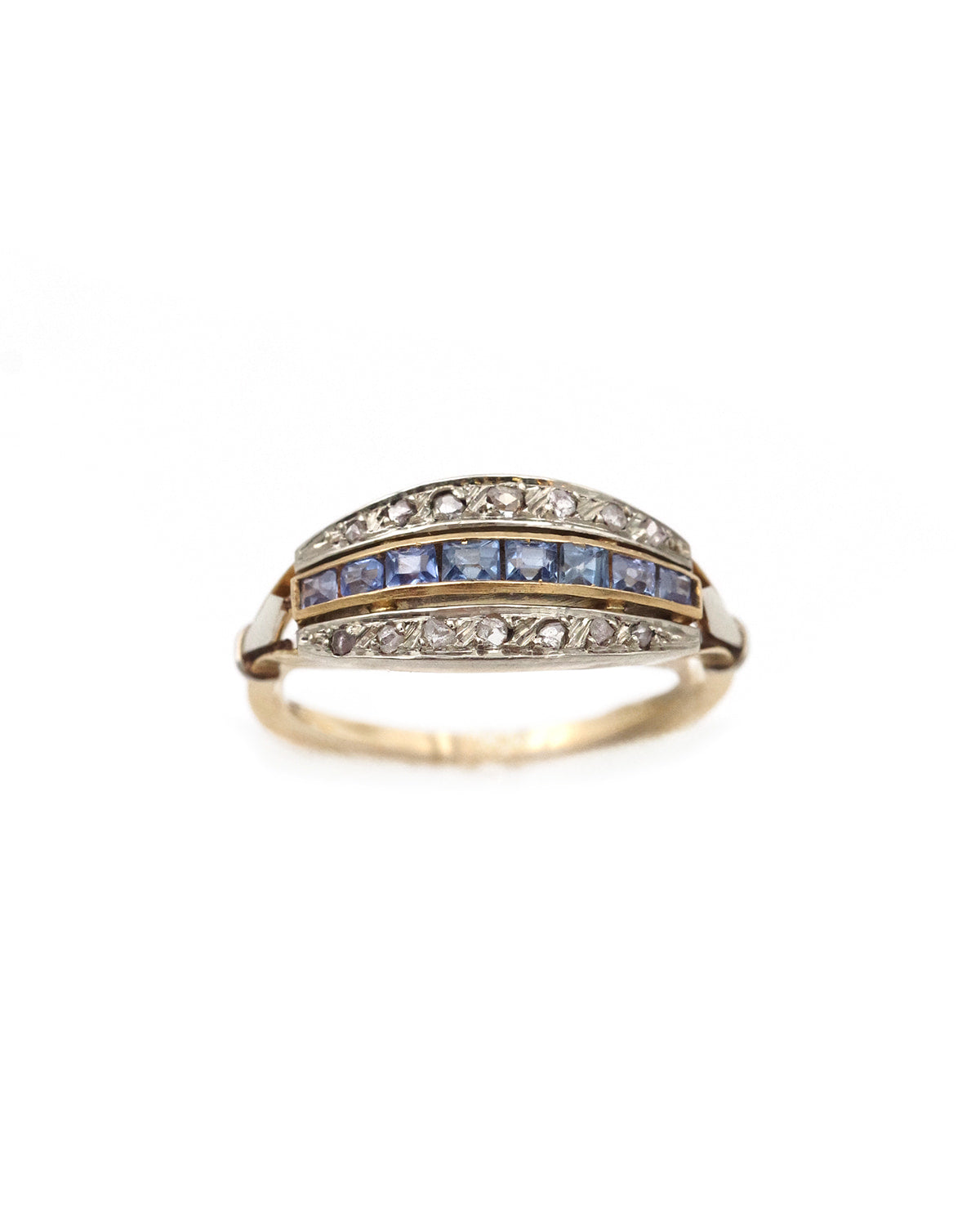 Bague jarretière Art Deco saphirs