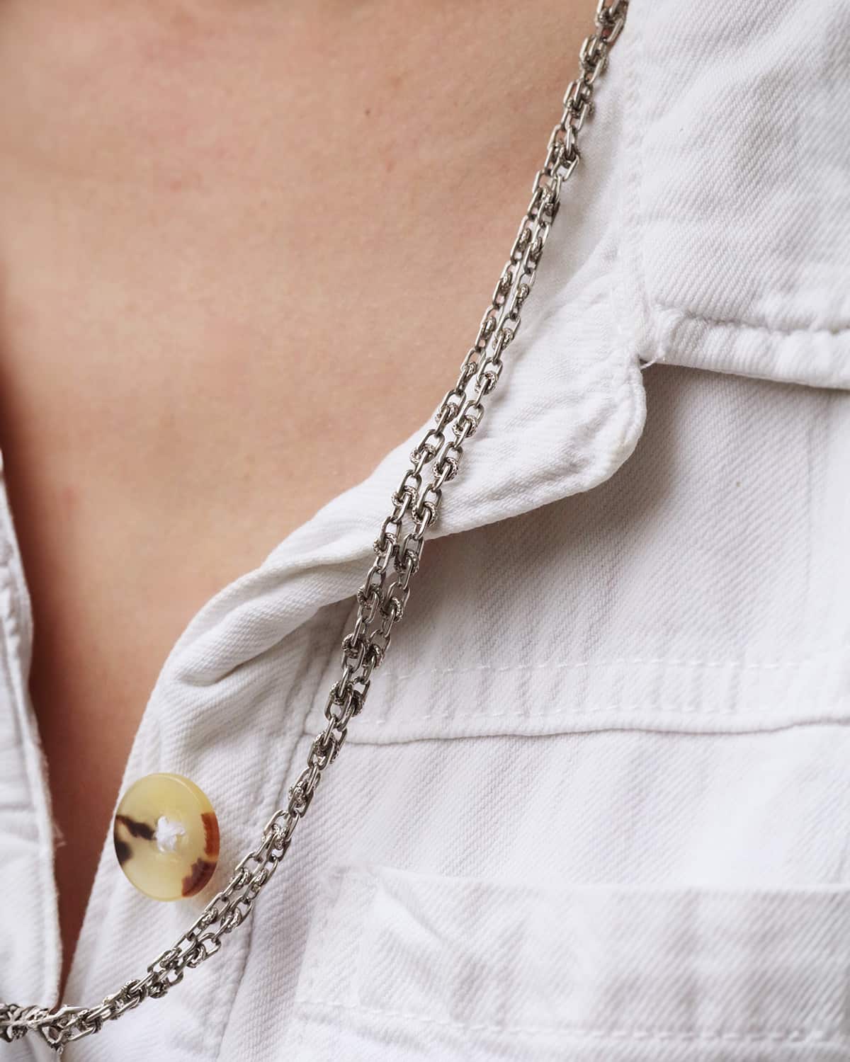 Long silver chain