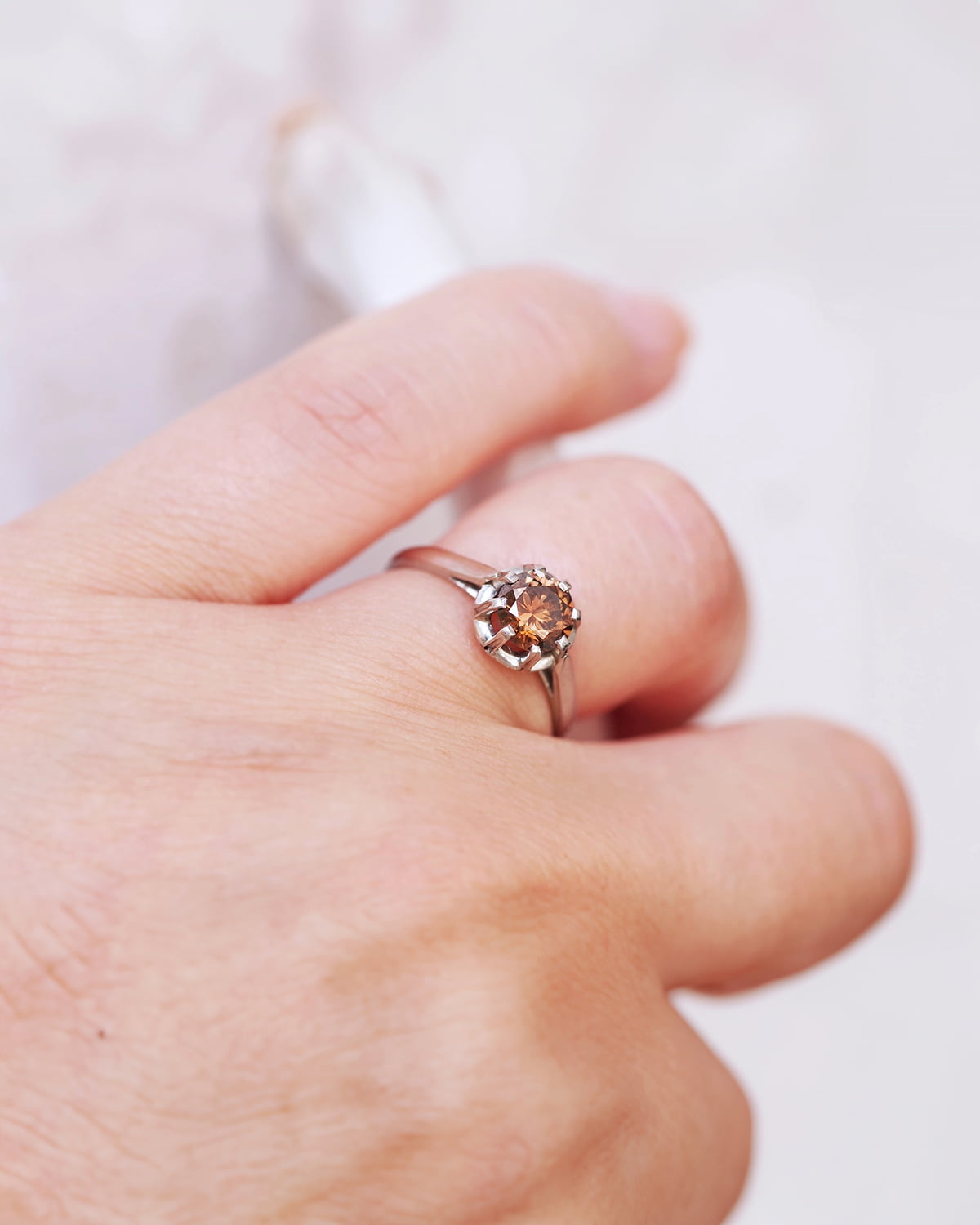 bague solitaire diamant orange