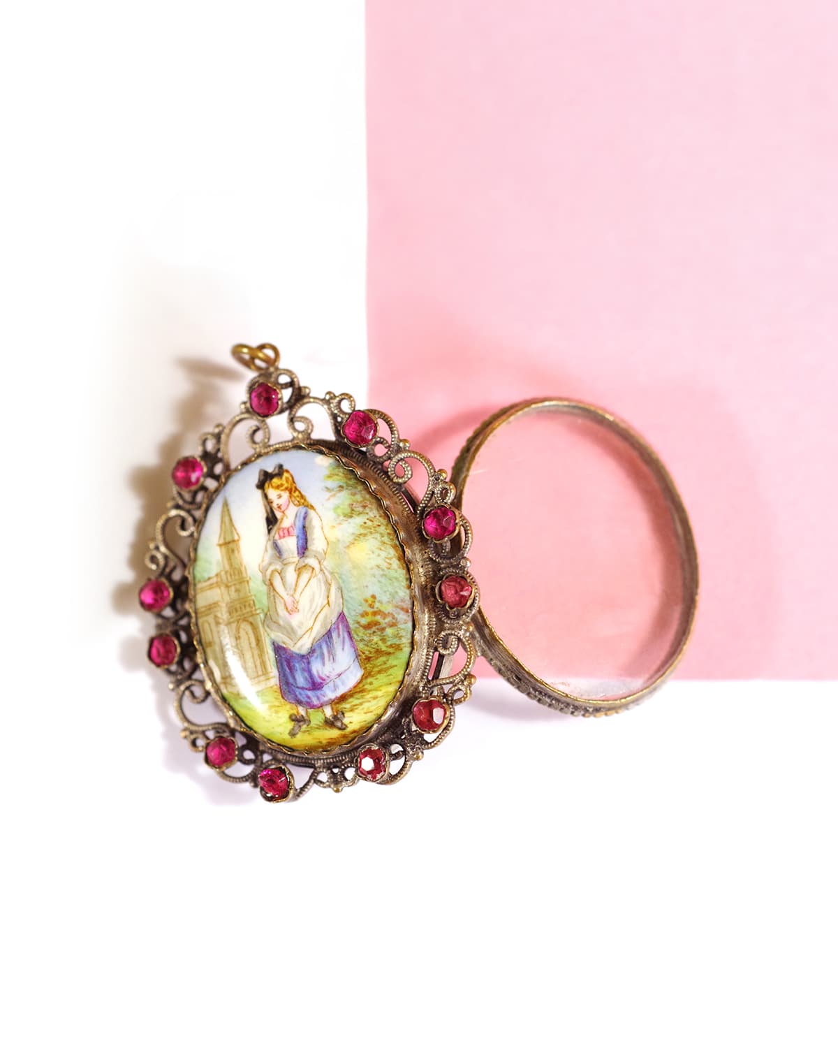 French victorian enamel locket pendant